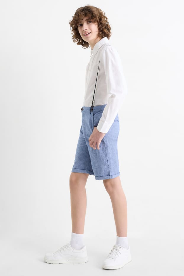 Kinder Buben - Bermudas mit Hosenträgern - blau