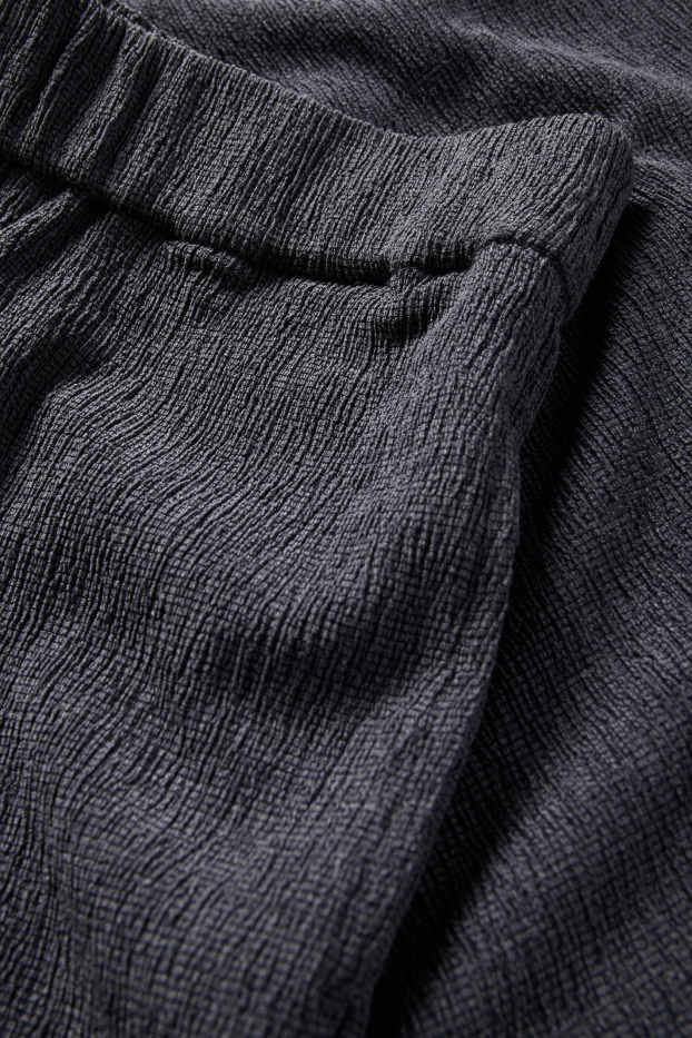 Mujer - Pantalón de jersey - mid waist - wide leg - con textura - gris oscuro