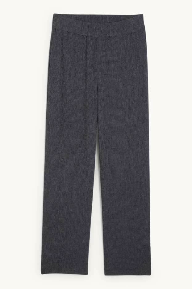 Mujer - Pantalón de jersey - mid waist - wide leg - con textura - gris oscuro