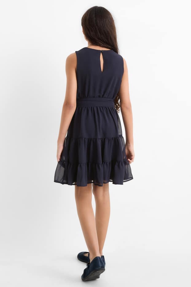 Enfants filles - Robe en mousseline - bleu foncé