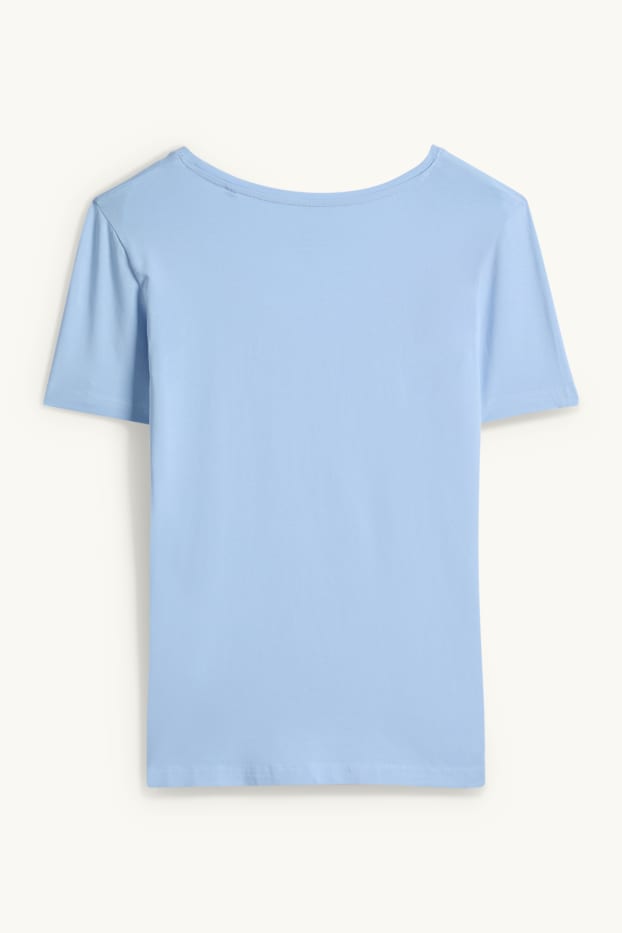 Women - V-neck T-shirt - slim fit - light blue