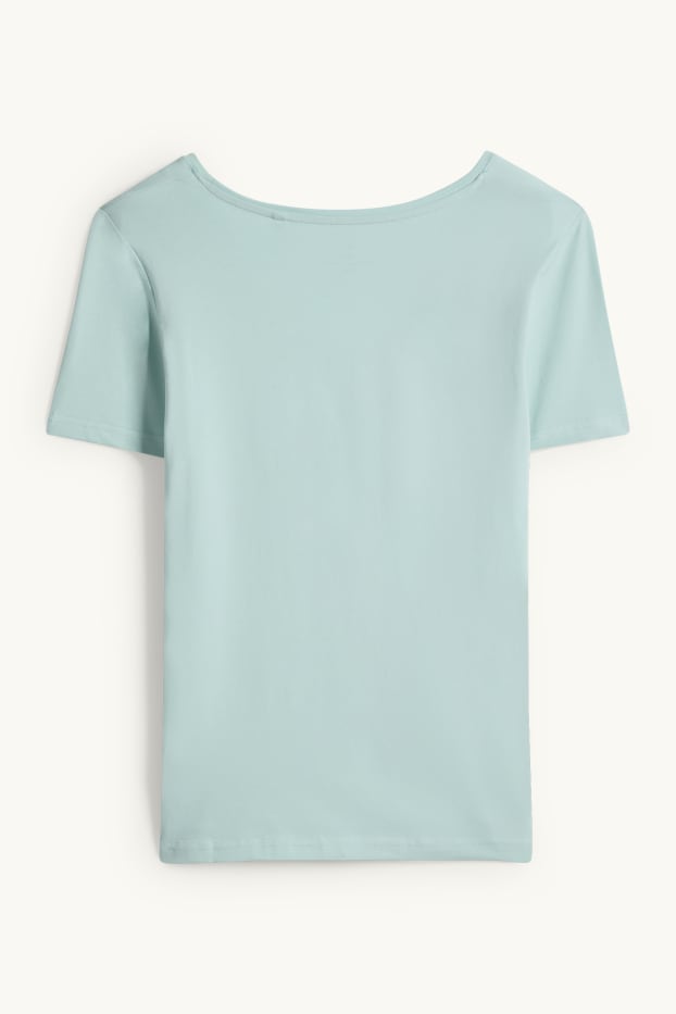 Femmes - T-shirt à col V - slim fit - vert menthe