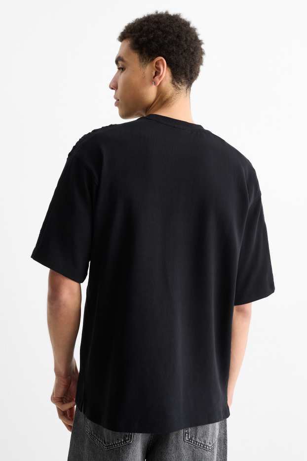 Pánské - Tričko - oversized - černá