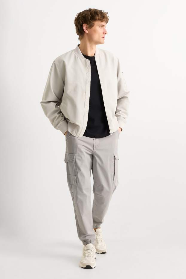 Heren - Cargobroek - relaxed fit - lichtgrijs
