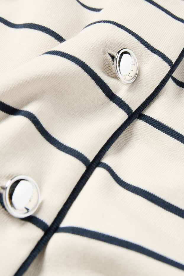 Damen - Strickjacke - gerippt - gestreift - cremeweiß