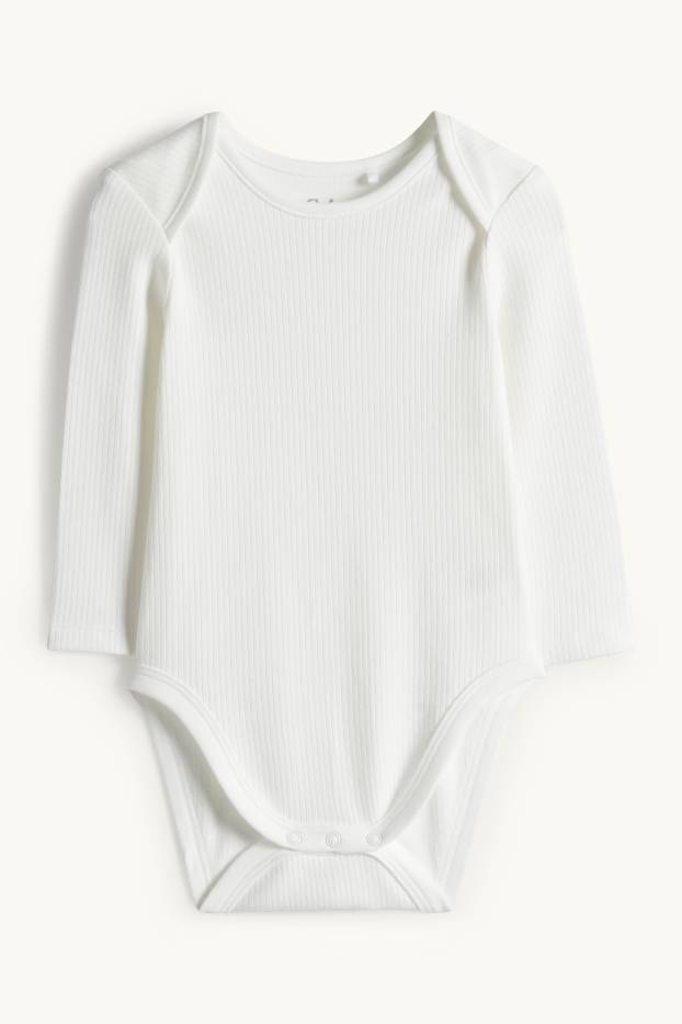 Baby Girls - Little mouse - romper set - ribbed - 2 piece - white / rose