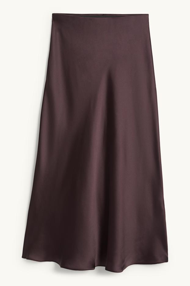 Women - Satin skirt - dark brown