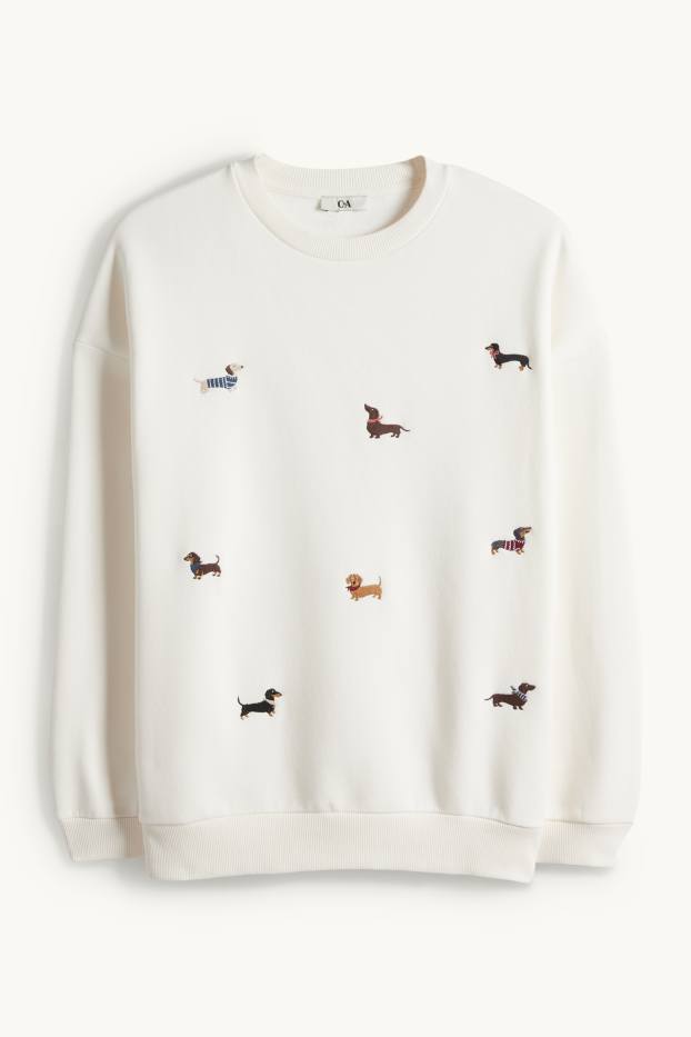 Dames - Oversized sweatshirt - crèmekleurig