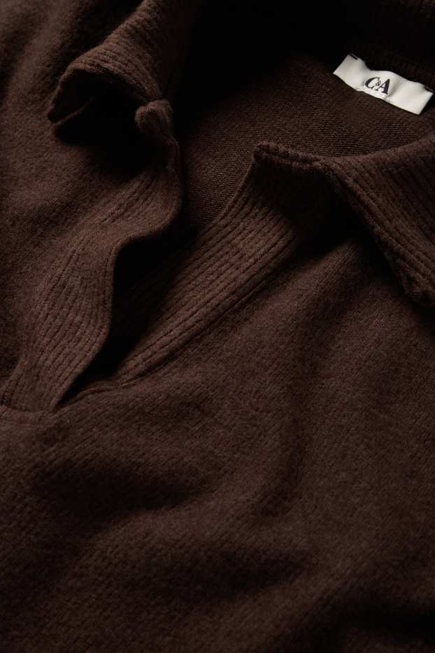 Damen - Pullover - gerippt - dunkelbraun