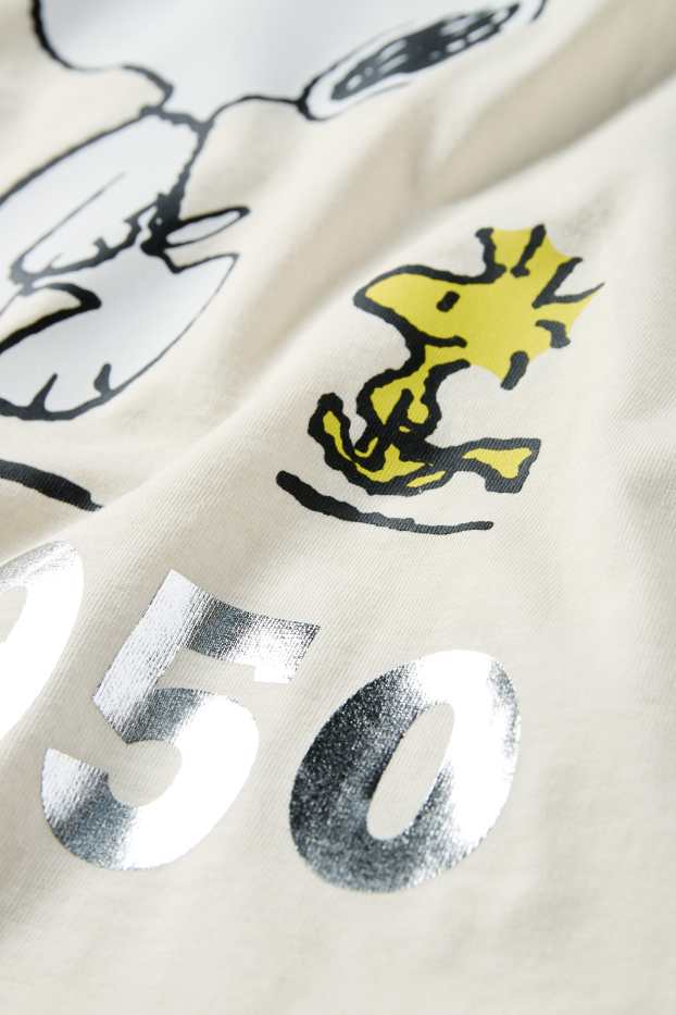 Damen - T-Shirt - Regular Fit - Glanz-Effekt - Peanuts - beige