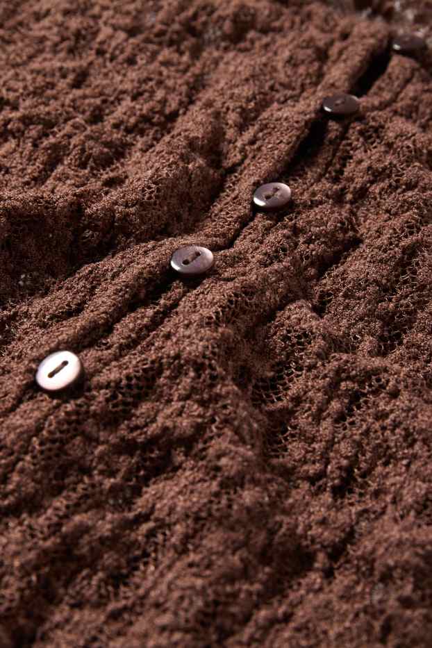 Femei - Tricou crop cu mânecă lungă - slim fit - maro închis