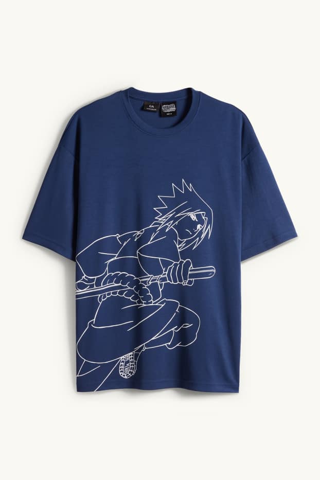 Herren - T-Shirt - Oversized - Naruto - dunkelblau / weiß