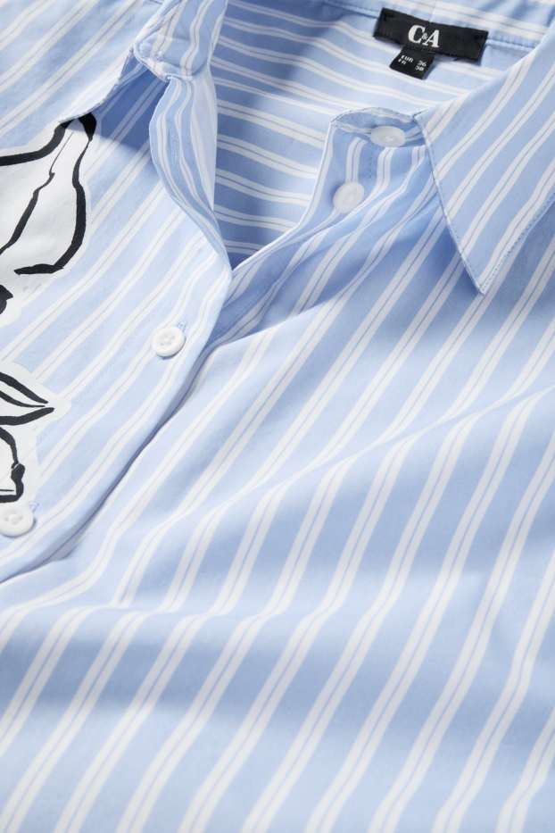 Damen - Hemdbluse - gestreift - hellblau