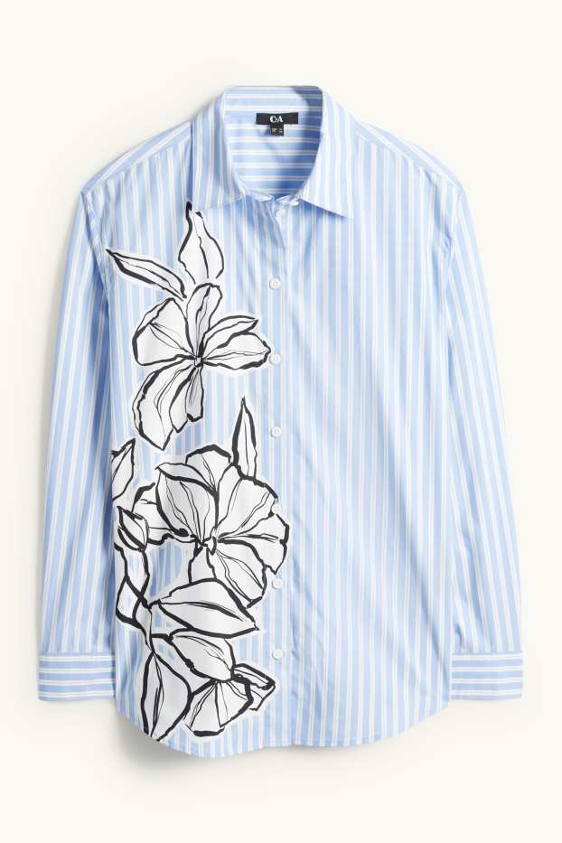 Damen - Hemdbluse - gestreift - hellblau