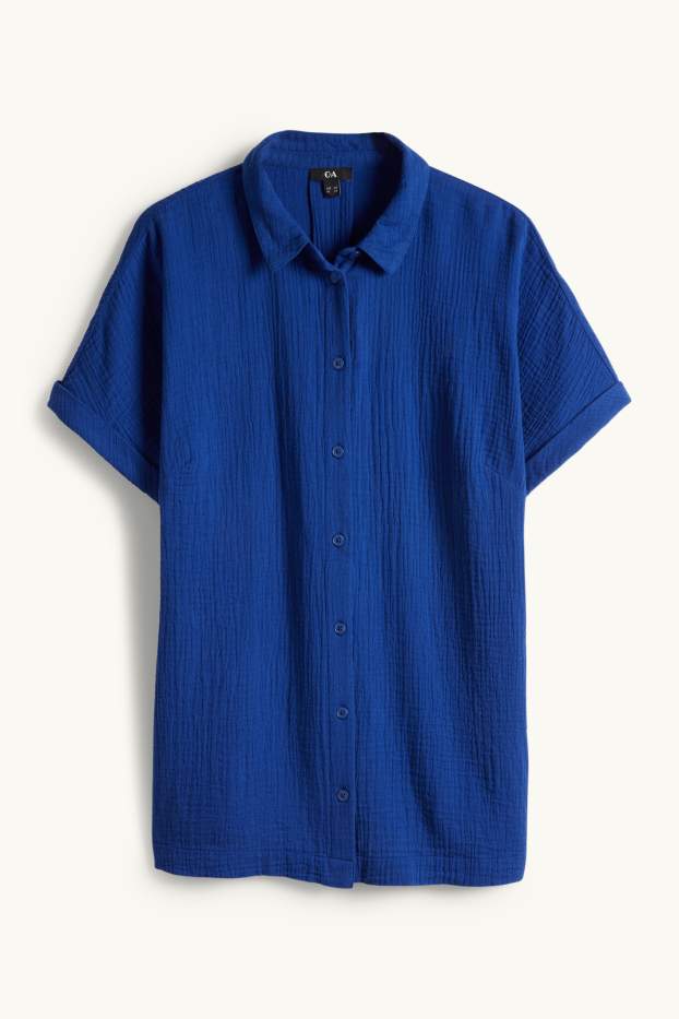 Dona - Brusa de mussolina - blau fosc