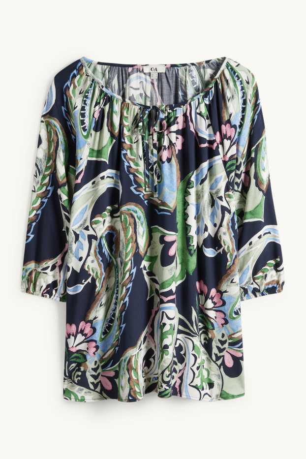 Femmes - Chemisier - à motif - bleu foncé