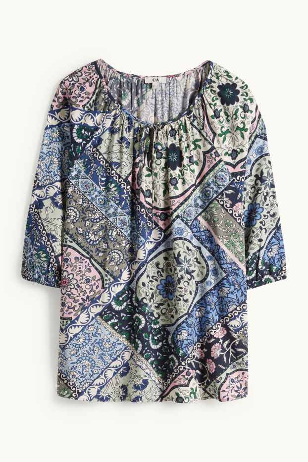 Femei - Bluză - cu model - albastru închis