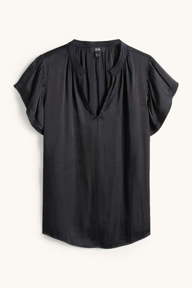 Dámské - Halenka s výstřihem ve tvaru V - černá