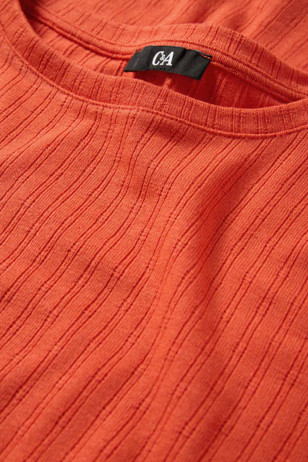 Femei - Tricou cu model pointelle - regular fit - portocaliu