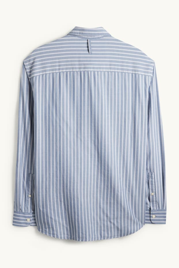 Hommes - Chemise - relaxed fit - col kent - à rayures - bleu / blanc