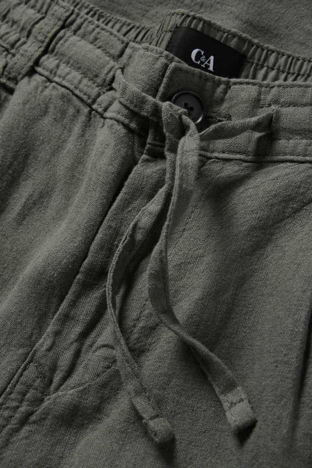 Herren - Chino - Tapered Fit - Leinen-Mix - dunkelgrün