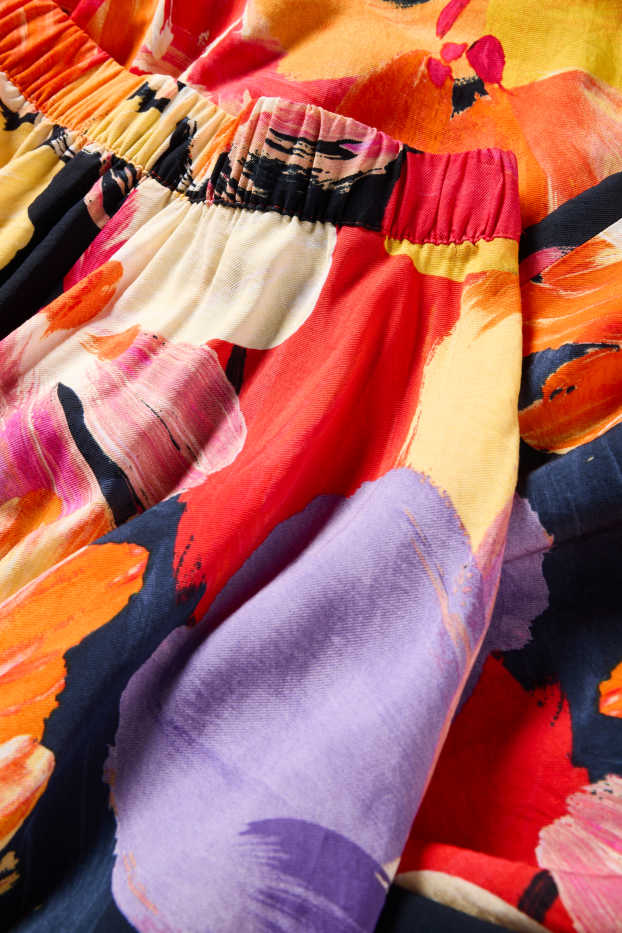 Donna - Gonna - a fiori - arancione / rosso