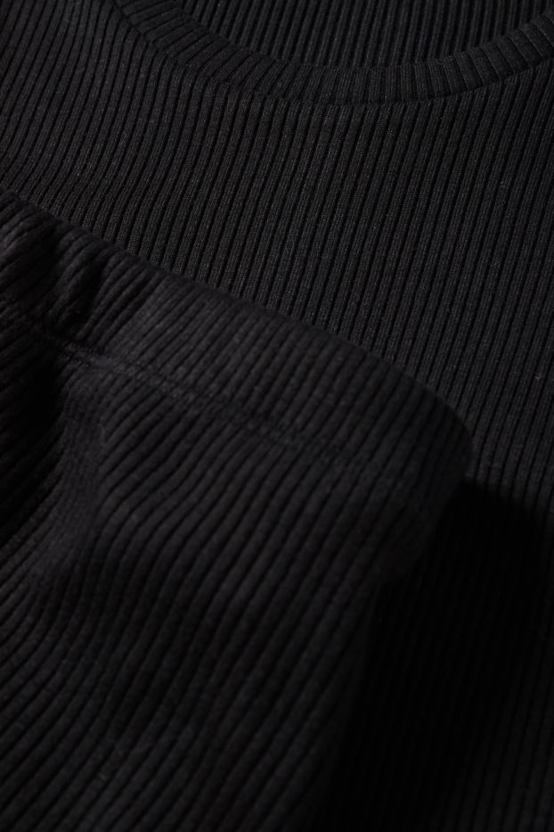 Women - Set - cropped long sleeve maternity top and skirt - ribbed - black