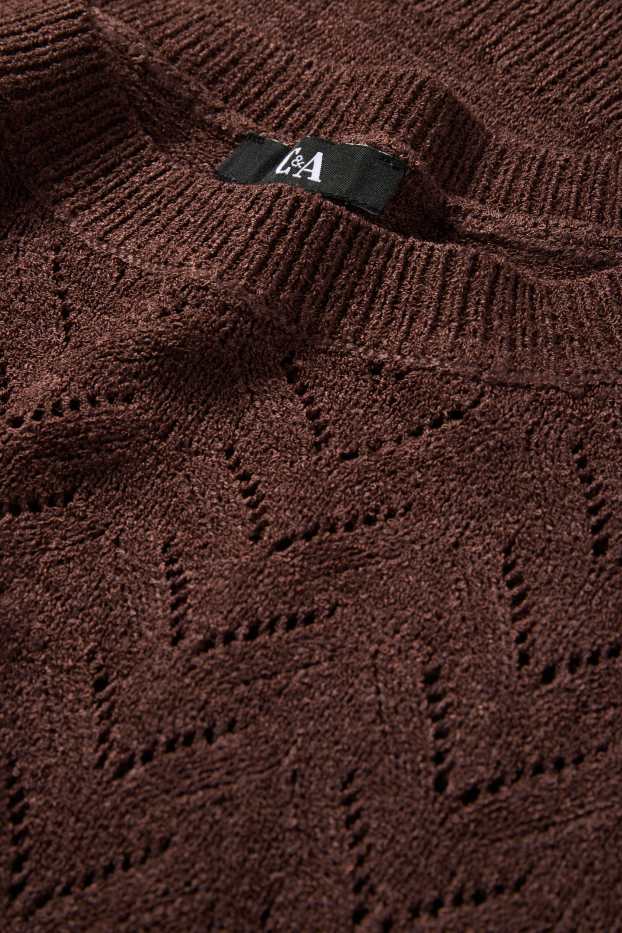 Dona - Jersei de punt de mitja - de màniga curta - marró fosc