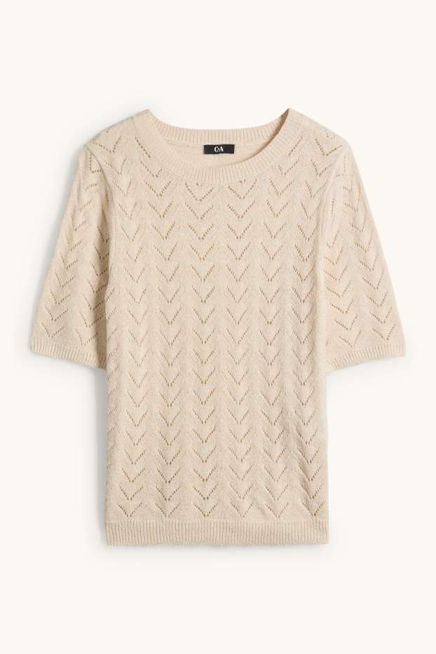 Dona - Jersei de punt de mitja - de màniga curta - beix