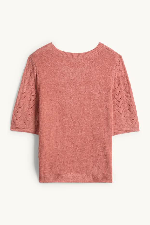 Dona - Jersei de punt de mitja - de màniga curta - rosa fosc