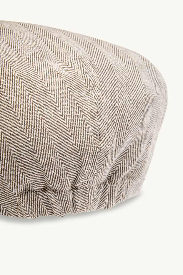 Men - Flat cap with linen content - patterned - light gray