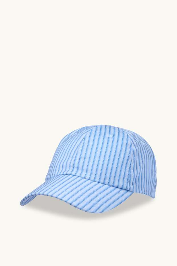 Femmes - Casquette - à rayures - bleu clair