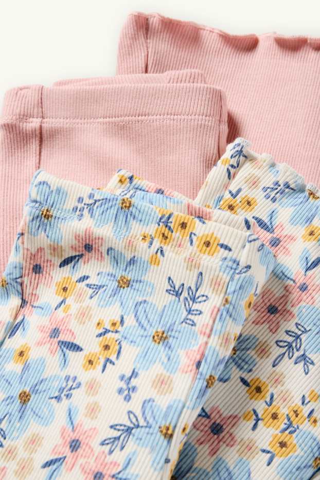 Nena - Paquet de 2 - flors - leggings acampanats - acanalats - multicolor