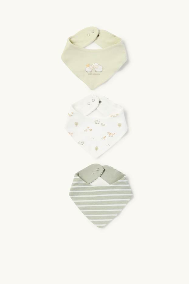 Bébés garçons - Lot de 3 - ferme - bavoir pour bébé - blanc / vert