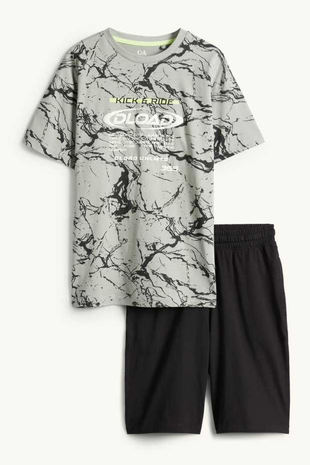 Enfants garçons - Ensemble - T-shirt et short - 2 pièces - vert clair