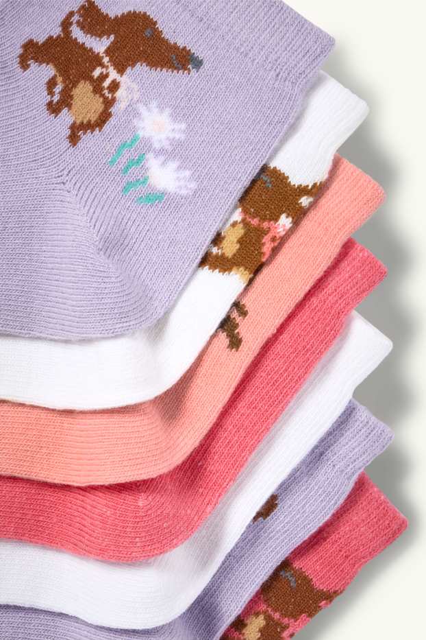 Copii - Fete - Multipack 7 perechi - teckel - șosete cu motive - multicolor