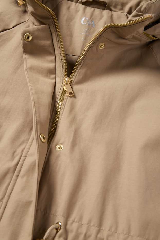 Kobiety - Parka z kapturem - hydrofobowa - kaki
