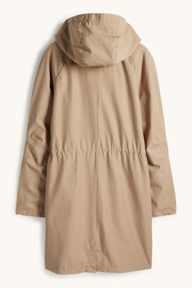 Kobiety - Parka z kapturem - hydrofobowa - kaki