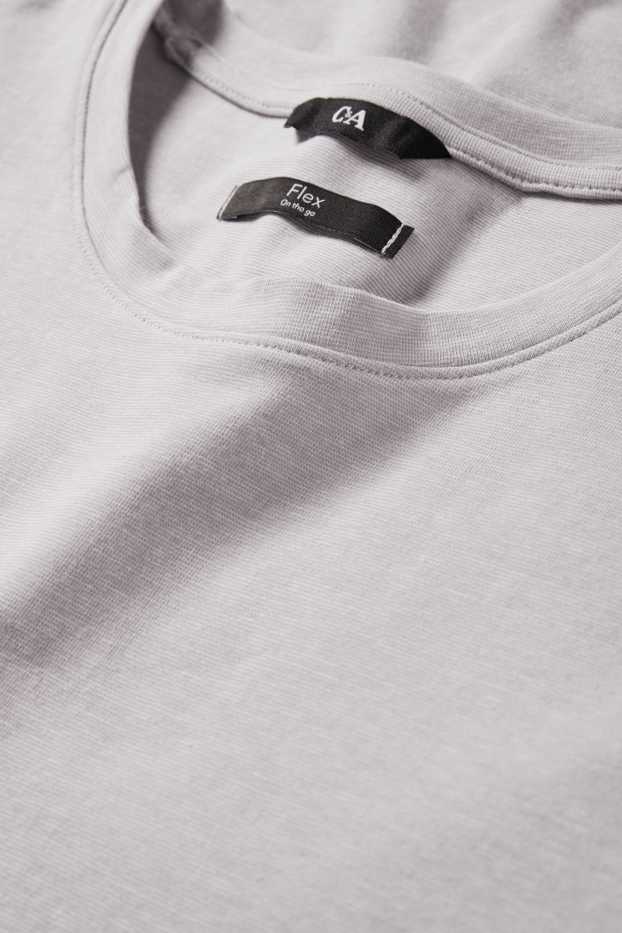 Herren - T-Shirt - Slim Fit - Flex - hellgrau