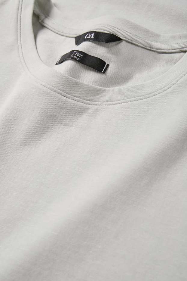 Herren - T-Shirt - Slim Fit - Flex - hellgrau