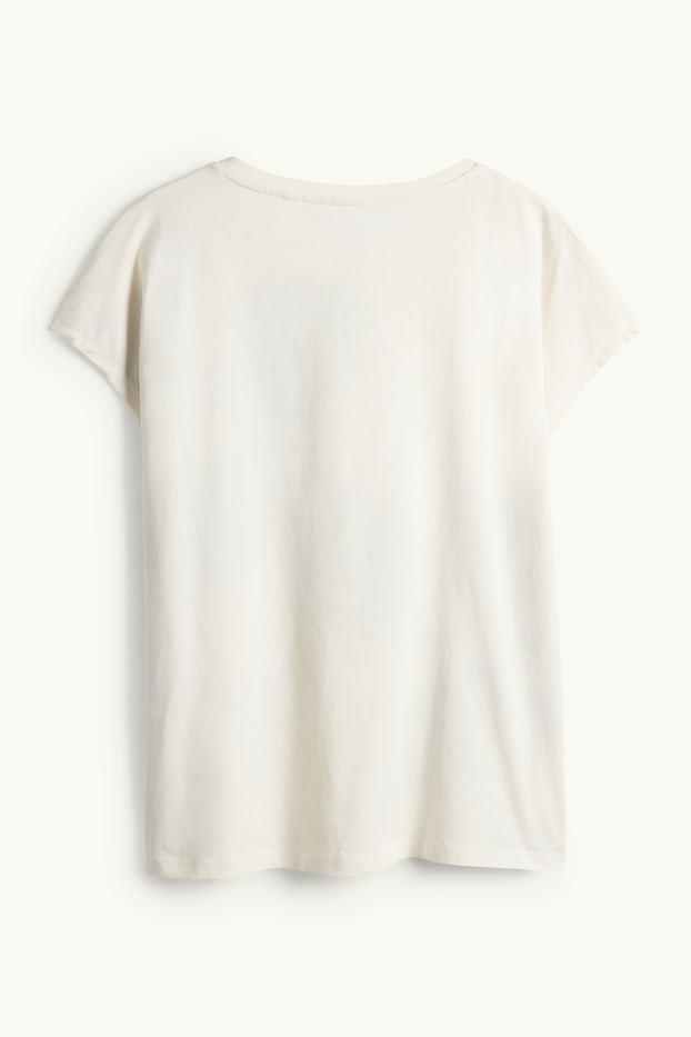 Donna - T-shirt - regular fit - a fiori - nero / bianco