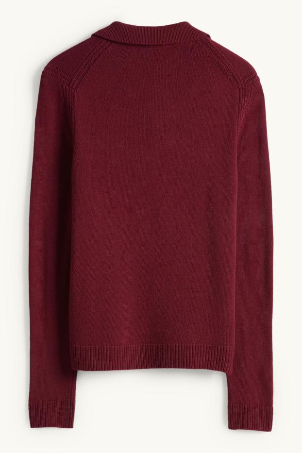 Damen - Pullover - Woll-Mix - bordeaux