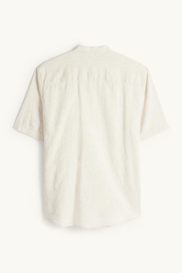 Unisex - Cămașă - regular fit - guler drept - amestec de in - bej