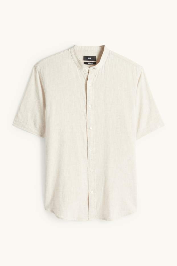 Unisex - Cămașă - regular fit - guler drept - amestec de in - bej