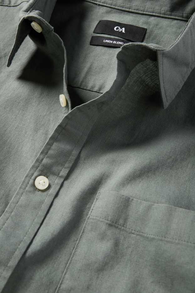 Unisex - Hemd - Regular Fit - Kent - Leinen-Mix - dunkelgrau