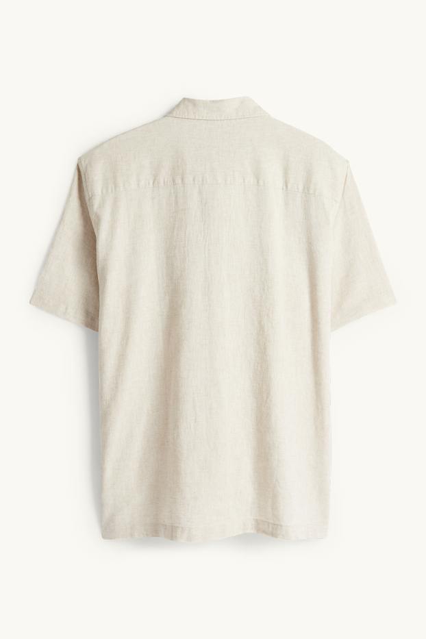 Unisex - Overhemd - regular fit - kent - linnenmix - licht beige