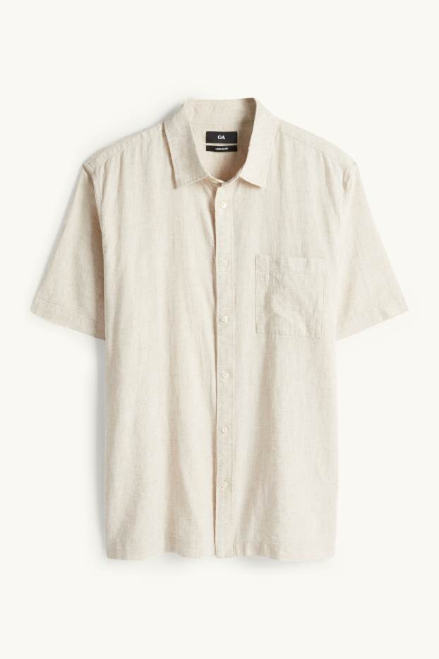 Unisex - Overhemd - regular fit - kent - linnenmix - licht beige