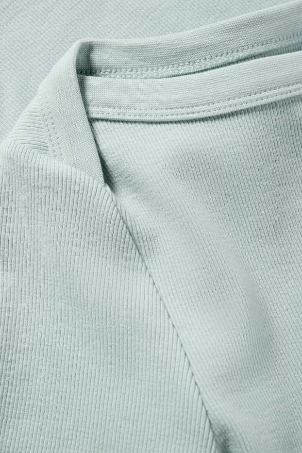 Dames - T-shirt - slim fit - ribstof - mintgroen