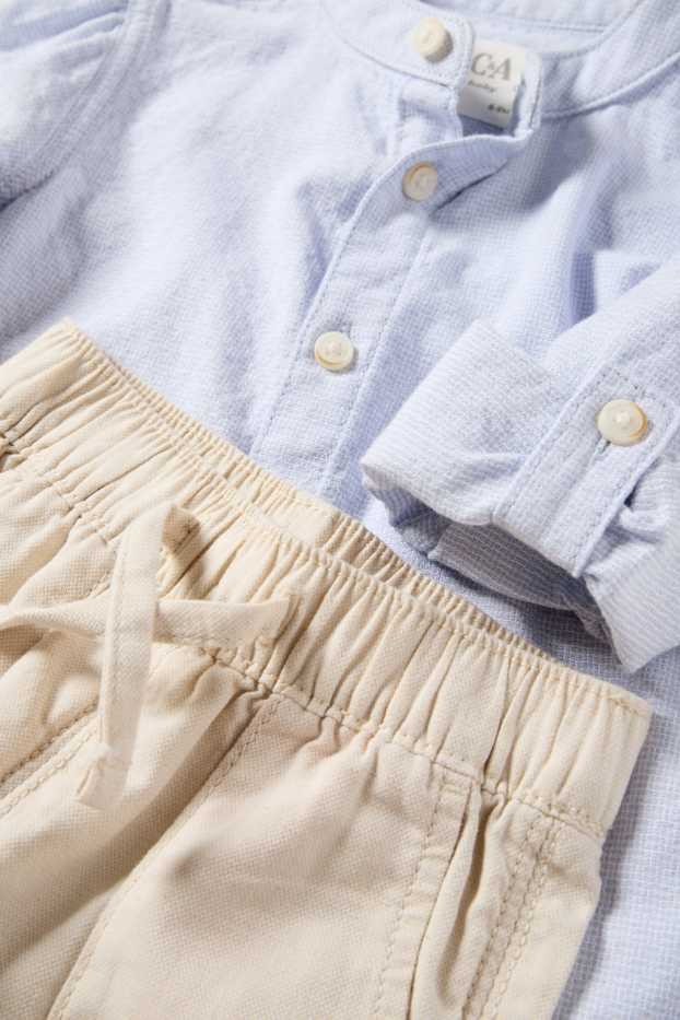 Baby Jungen - Baby-Outfit - 2 teilig - blau  / beige