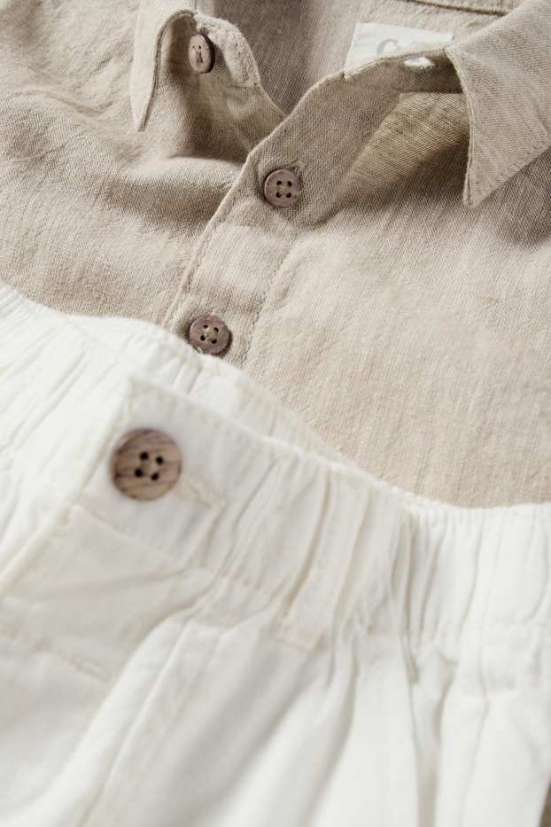 Miminka - chlapci - Outfit pro miminka - 2dílný - bílá/béžová